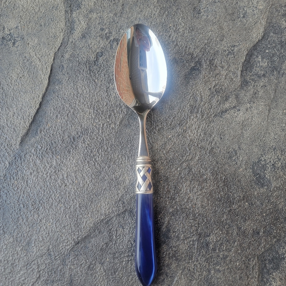 Bugatti Aladdin Antique Blue Stainless Steel PearlizedHandle Small Serving Spoon